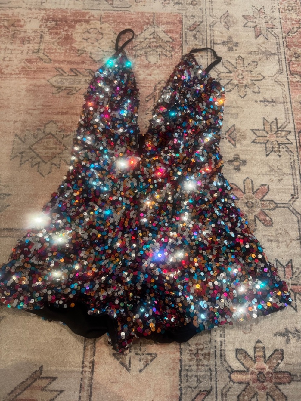 PrettyLittleThing Multi-Color Sequin Party Romper